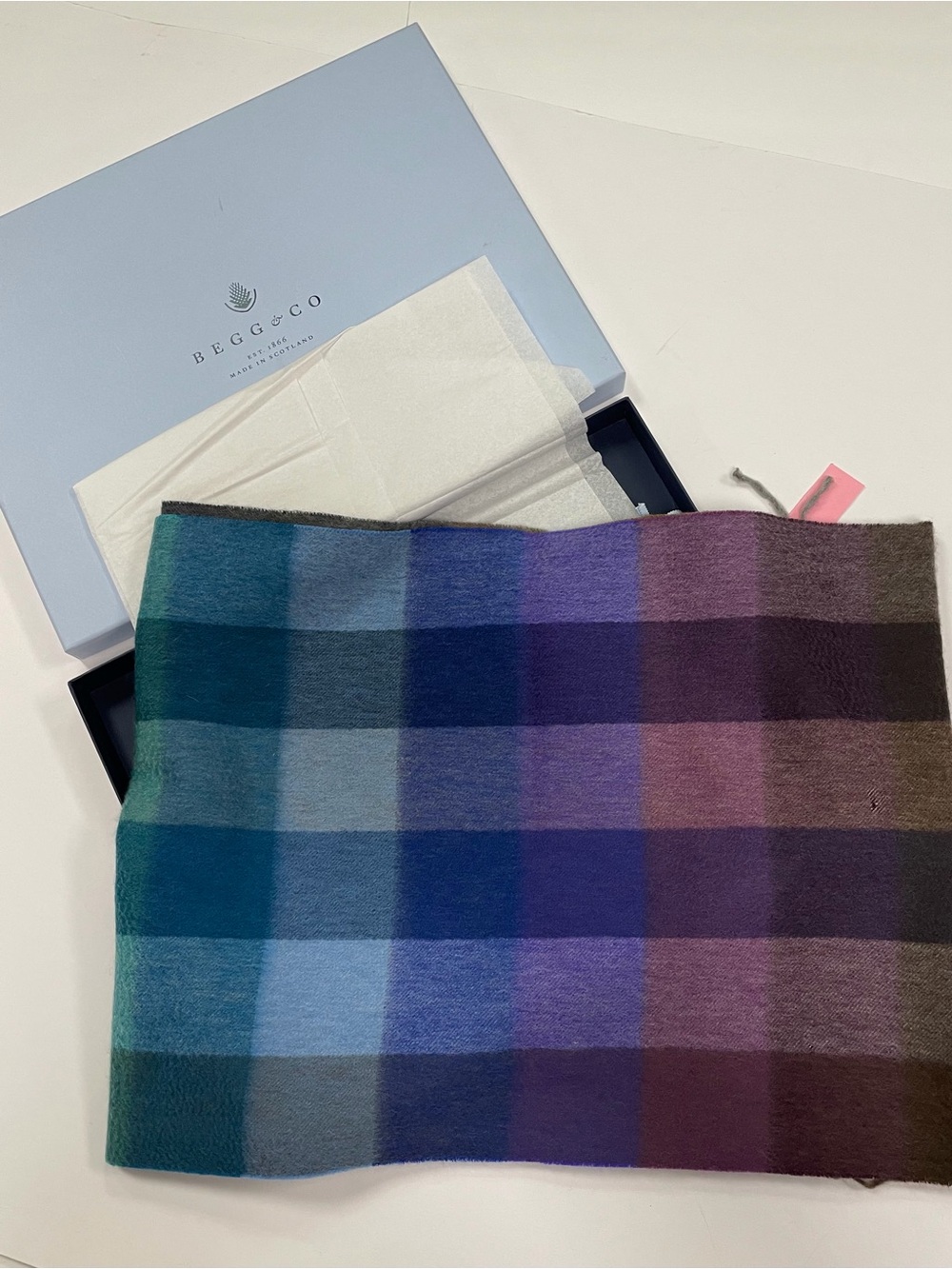 Begg & Co. Multicolor Plaid Cashmere Scarf